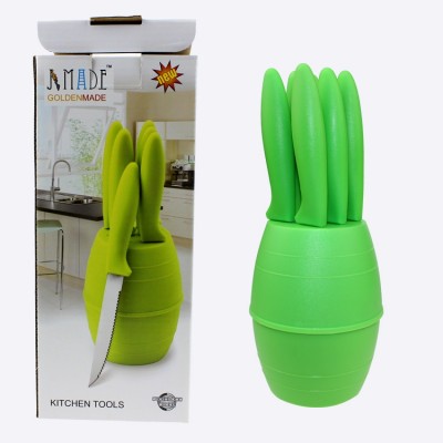 JC-012 6pcs Popular Stainless Steel Kitchen Knife Set With Plastic Knife stand,knife holder