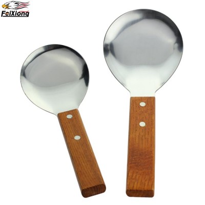 Kitchen seasoning cooking spoon wooden handle oil spoon stainless steel rice spoon