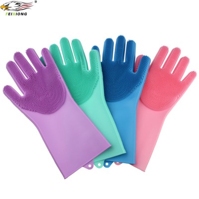 Silicone Gloves Kitchen Cleaning Gloves High Quality Reusable Dish Washing Car Washing, Pet Hair Care