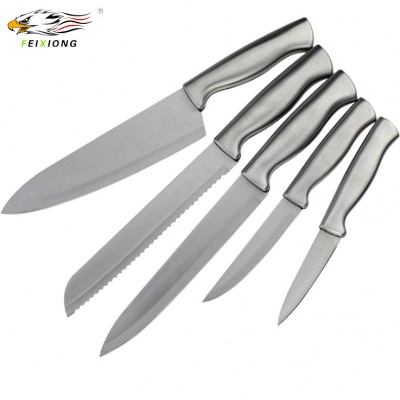 BG150 Sand Polished Stainless steel 5-piece knife set with sandwich handle